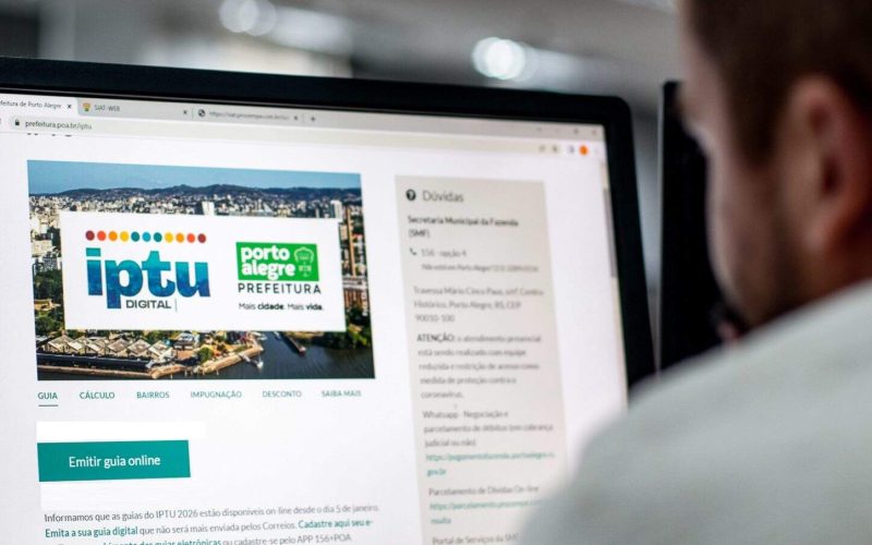 Já é possível emitir o boleto da primeira parcela do IPTU de Porto Alegre para o ano de 2026