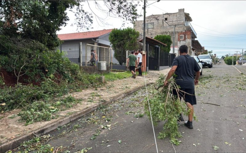Fortes chuvas e ventos de 80 km/h provocam danos em 17 municípios, afirma órgão de Defesa Civil.