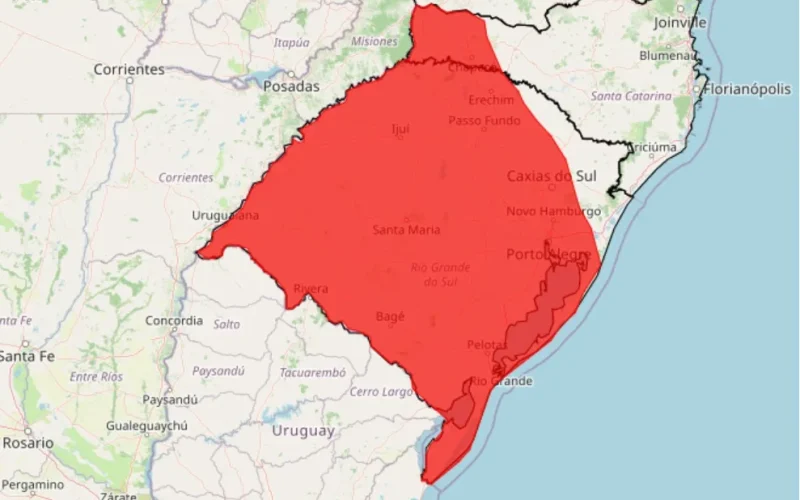 Tempestades severas: quase todo o Rio Grande do Sul em estado de alerta pelo INMET